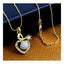 Heart Pink 18K Gold American Diamond Pearl Necklace Pendant Chain
