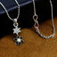 Star Flower CZ Rhodium Black CZ Necklace Pendant Chain Bulk