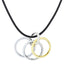 Funky Punk Biker 4 Rings Gold Stainless Steel Pendant Necklace Chain For Men