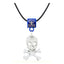 Biker Punk Skull Blue Silver Stainless Steel Pendant Necklace Chain For Men
