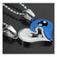 Silver Blue Stainless Steel Love Puzzle Heart Couple Pendant Chain Combo Men Women For Men