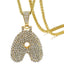 Hip Hop Iced Out Alphabet Initial Letter A 18K Gold Pendant Chain Bulk