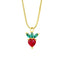 Strawberry Heart Fruit Red Green 18K Gold Pendant Chain Necklace Girls