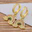 Rainbow 18K Gold Cubic Zirconia Brass Hoop Earring Pair For Women