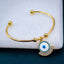 Copper CZ Baguette Gold White Evil Eye Bangle Kada Cuff Bulk