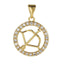 Copper Circle Star Sing Zodiac Cubic Zirconia Pendant Charm Gold Bulk