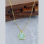 Flower Brass Green Gold Pendant Chain Necklace For Women Bulk
