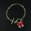 Copper American Diamonds White Red Gold Alphabet Initial Customized Letter Butterfly Charms Chain Link Bracelet For Women Girls