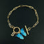 Copper American Diamonds Gold Blue Gold Alphabet Initial Customized Letter Butterfly Charms Chain Link Bracelet For Women Girls
