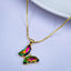 Copper CZ Crystal Multi Color Gold Butterfly Pendant Chain Bulk