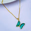 Copper Cubic Zirconia Crystal Green Butterfly Pendant Chain Women