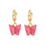 Copper Butterfly Gold Dark Pink Hoop Stud Earring Pair For Women Bulk
