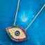 Copper Large Colorful Evil Eye Baguette Studded Necklace Pendant Bulk