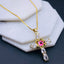 White Evil Eye Cross Jesus CZ 18K Gold Copper Pendant Chain Bulk