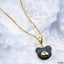 Dark Blue Teddy Bear Cubic Zirconia 18K Gold Pendant Links Chain Bulk