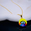 Neon Yellow Enamel Evil Eye Enamel 18K Gold Pendant Chain Women Bulk