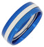 Neon Blue With Tungsten Silver Triple Wedding Band Ring Boys Bulk