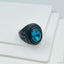 Stylish Daily Party Biker Alloy Crystal Denim Blue Round Ring Men Bulk