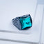 Stylish Daily Party Biker Alloy Crystal Green Square Ring For Men