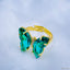 Butterfly Gold Green Copper Crystal Adjustable Ring For Women Bulk