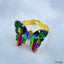 Butterfly Gold Multicolour Copper Crystal Adjustable Ring Women Bulk