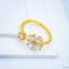 Gold CZ Crystal Flower Copper Free Size Adjustable Band Ring Bulk