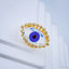 Eyelash Evil Eye Blue Gold Glass Cubic Zirconia Adjustable Ring Bulk