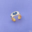 Gold Enamel Blue White Heart Evil Eye Copper Band Ring Bulk