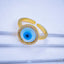 Copper Gold Mother Of Pearl Round Evil Eye Adjustable Ring Bulk