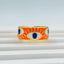 Gold Enamel Orange White Evil Eye Copper Adjustable Band Ring Bulk