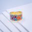 Flower Copper Enamel Gold Blue Multicolor Band Ring For Women Bulk