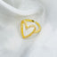 Copper Cubic Zirconia Gold Heart Free Size Adjustable Ring Women Bulk