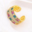 Baguette Rainbow Multi Colour CZ 18K Gold Copper Open Back Ring Bulk