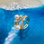 Criss Cross Pearl Cubic Zirconia 18K Gold Copper Adjustable Ring Bulk