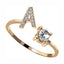Initial Letter Cubic Zirconia Gold Copper Free Size Ring Women Bulk