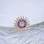 Purple Amethyst Cubic Zirconia Sun Flower 18K Gold Free Size Ring Bulk