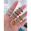 Rainbow Multi Color Baguette 18K Gold Open Back Free Size Ring Bulk