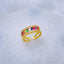 Rainbow Multi Baguette Studded Gold Open Back Free Size Ring Bulk