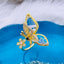 Butterfly Flower CZ Crystal 18K Gold Copper Free Size Ring Bulk