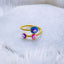 Purple Pink Evil Eye Enamel 18K Gold Copper Adjustable Ring Women Bulk
