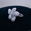 Rafflesia Baguette Flower Cubic Zirconia Silver Free Size Ring Bulk