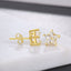 Solitaire Star Cut CZ With Brass Gold Ear Stud Pair Earring Bulk