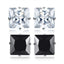 Stainless Steel Crystal CZ Black Silver Combo Stud Earring Pairs Bulk