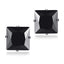 Square Stainless Steel Black Crystal Rhodium Pierced Stud Earring Pair