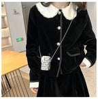 Brown Silver Shoulder Cross body Small Chain Box Bag For Women Bulk