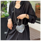 Beaten Finish Acrylic Heart Gold Silver Transparent Mini Bag Hand Bag Solder For Womenbang