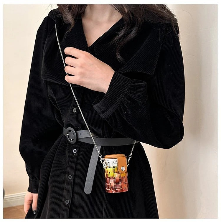 Brown Silver Shoulder Cross body Small Chain Box Bag For Women Bulk Secondary image