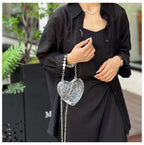 Beaten Finish Acrylic Heart Gold Silver Transparent Mini Bag Hand Bag Solder For Womenbang