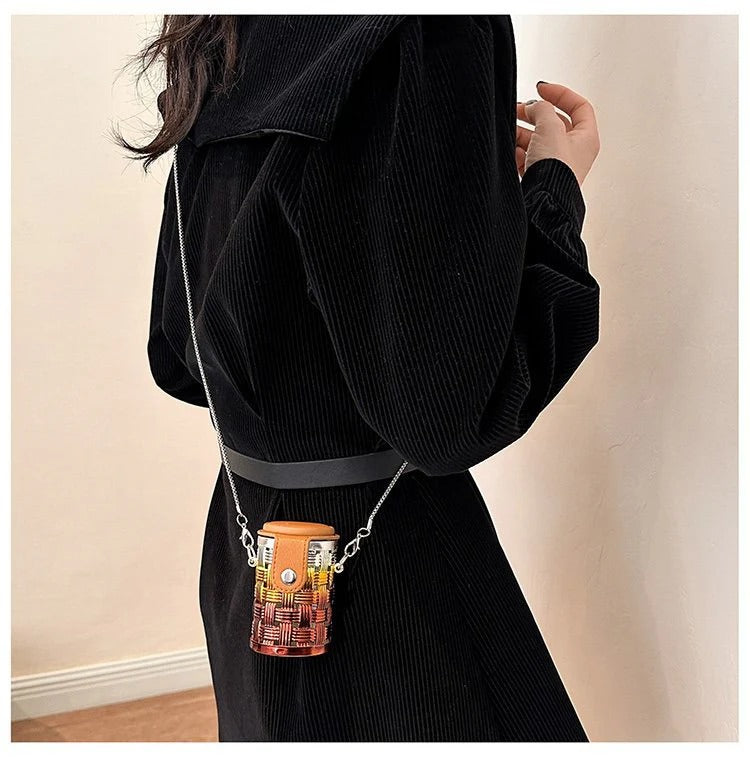 Brown Silver Shoulder Cross body Small Chain Box Bag For Women Bulk