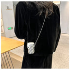 Brown Silver Shoulder Cross body Small Chain Box Bag For Women Bulk